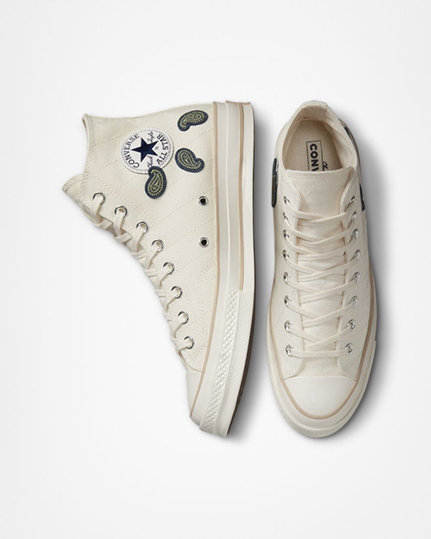 Tenisi Inalti Barbati Converse Chuck 70 Crafted Patches Bej Bleumarin Verzi | RO Y13ZUV512